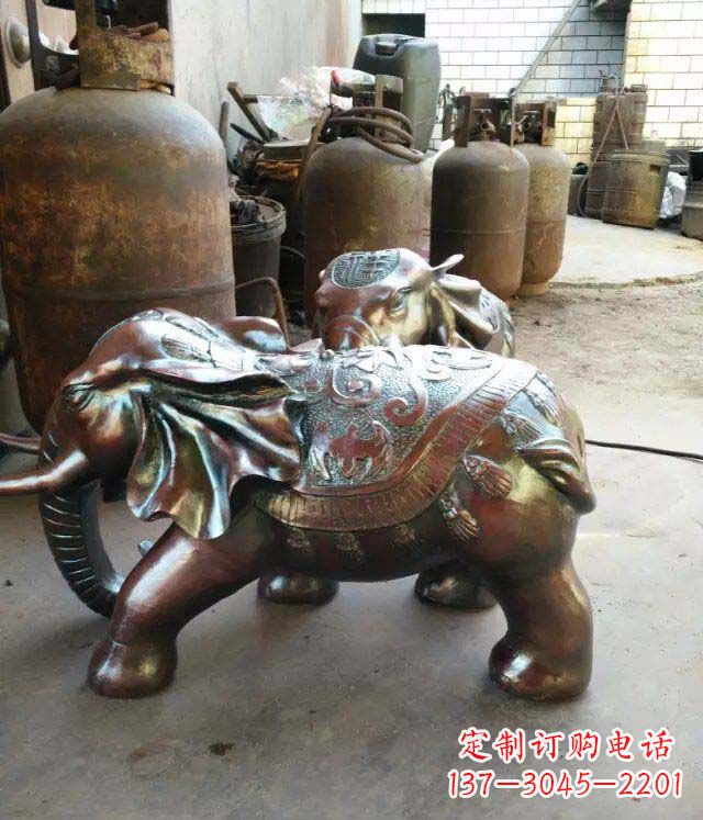 甘肃公园大象招财动物铜雕 (2)