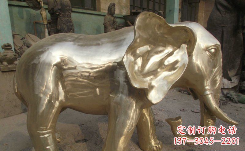 甘肃公园大象动物铜雕_2