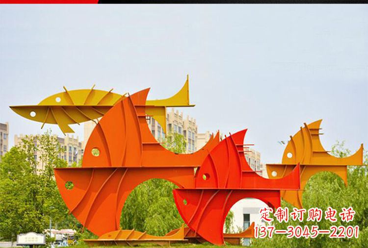 甘肃公园大型不锈钢鲤鱼造型雕塑