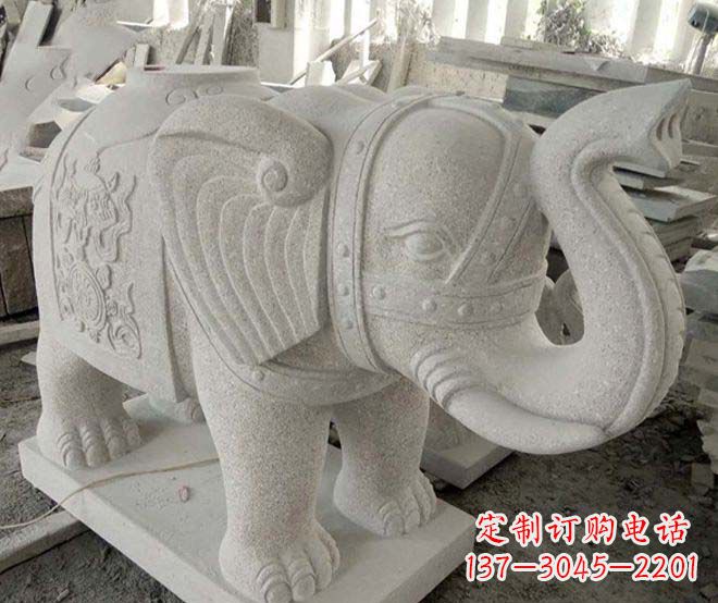 甘肃公园动物大理石大象石雕 (3)