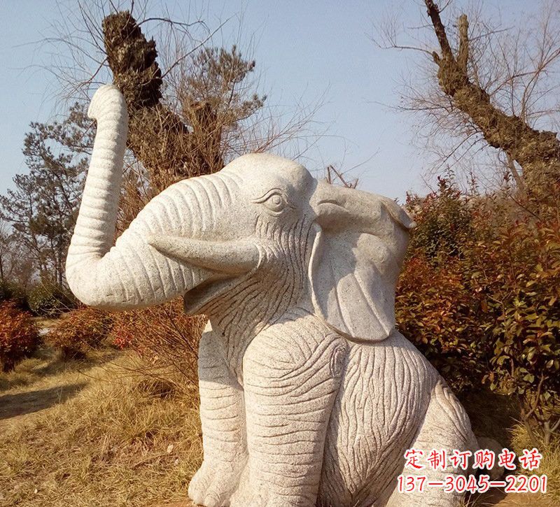 甘肃公园动物大象石雕