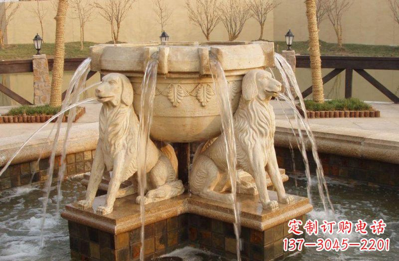 甘肃喷泉狗石雕