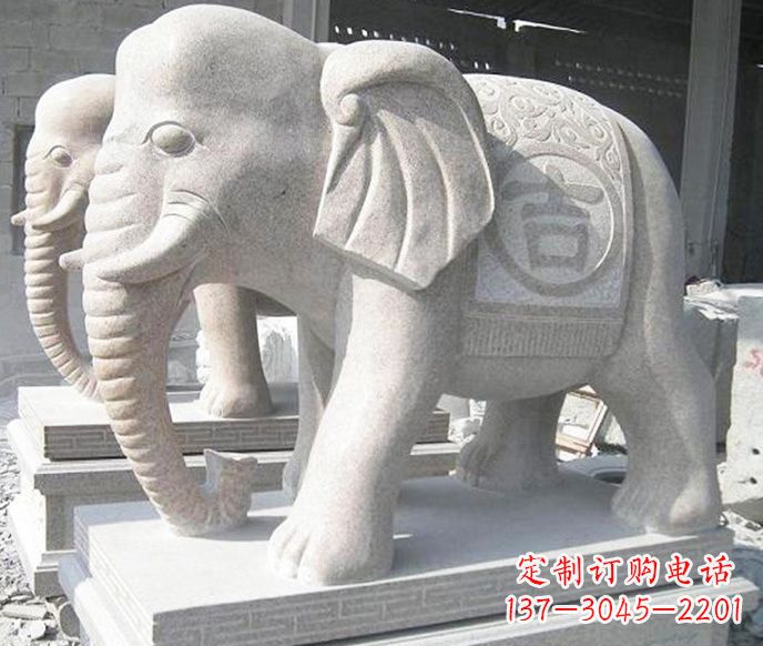 甘肃公园动物吉祥大象石雕 (2)