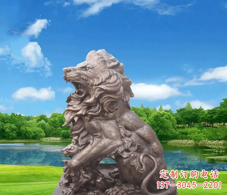 甘肃公园动物狮子铜雕