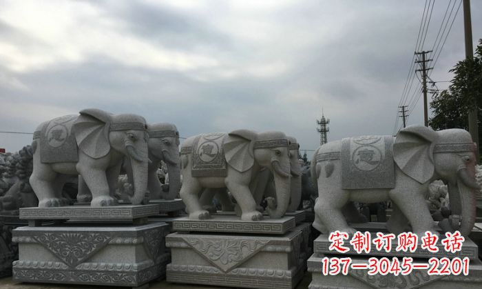 甘肃公园仿古大象动物石雕