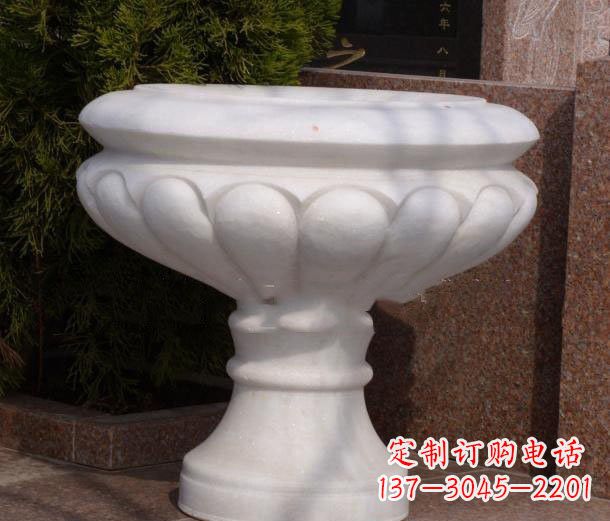 甘肃公园汉白玉花盆石雕