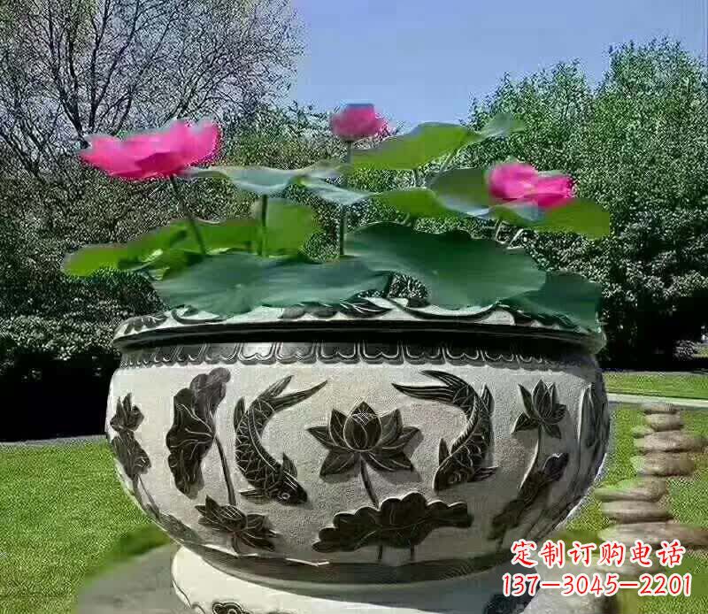 甘肃唯美鲤鱼水缸雕塑