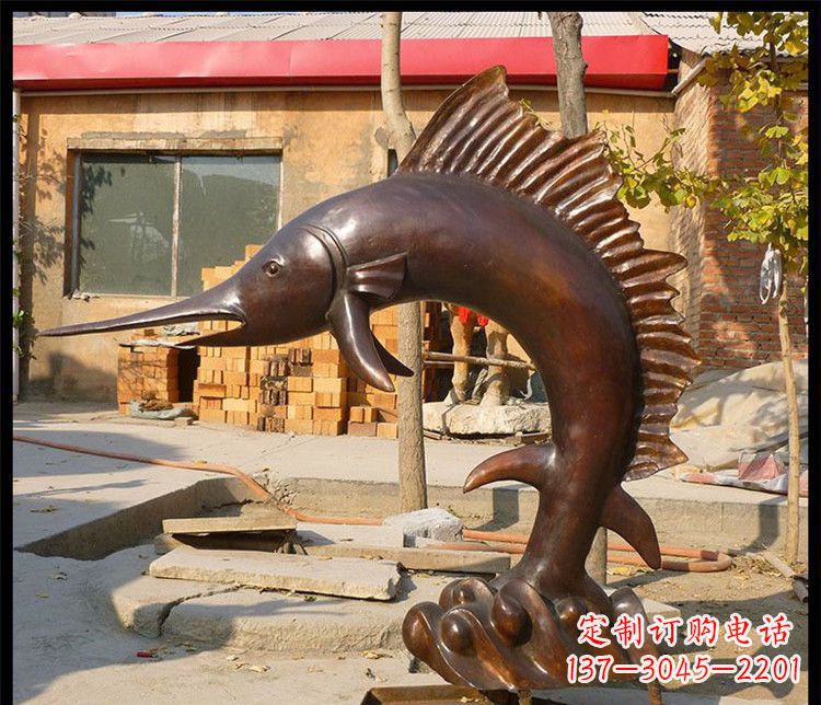 甘肃动物雕塑——海洋剑鱼铜雕