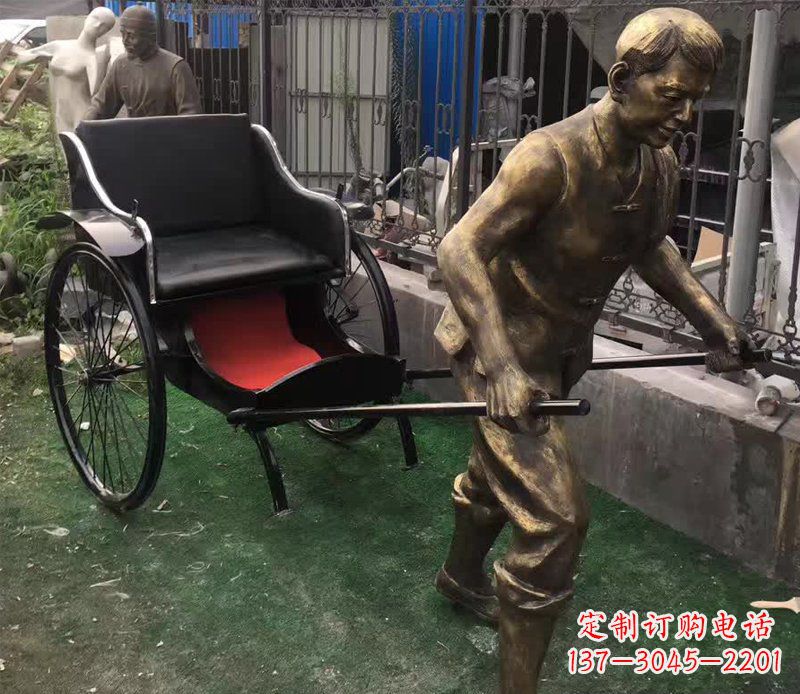 甘肃精美铜雕车夫人物雕塑