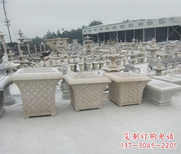 甘肃优雅花盆大理石雕塑