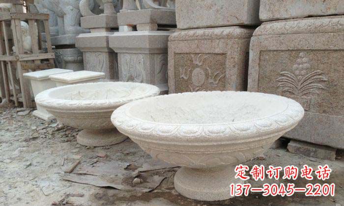 甘肃细腻雅致的大理石花盆石雕