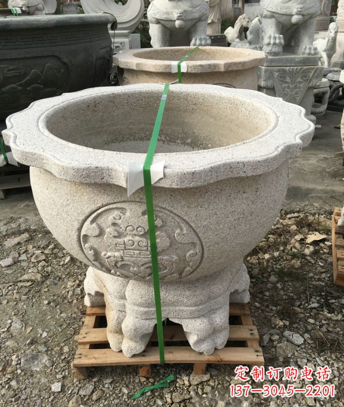 甘肃公园景观大理石水缸石雕