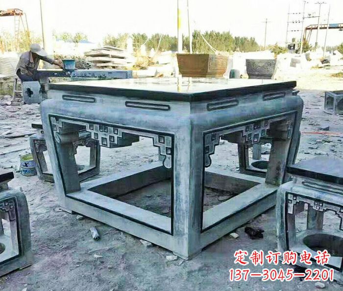 甘肃雕塑艺术方形石桌凳