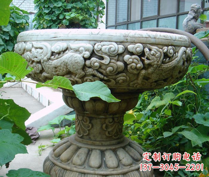 甘肃公园景观仿古花盆石雕