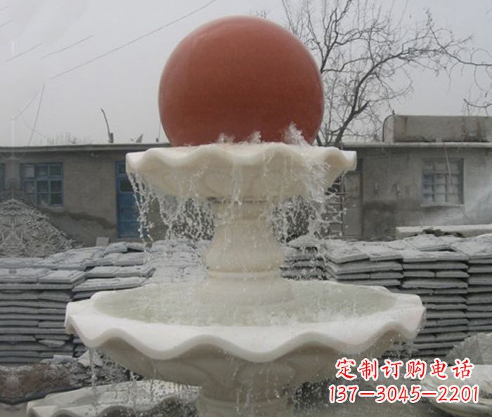 甘肃公园景观汉白玉风水球喷泉石雕