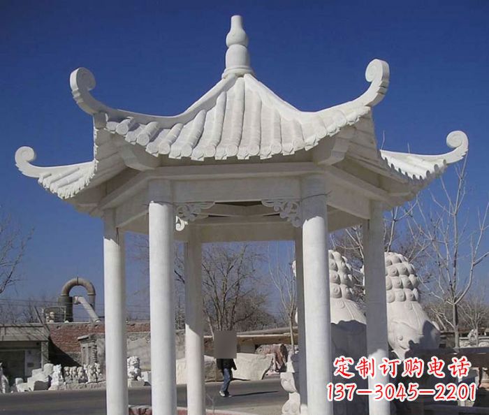 甘肃汉白玉凉亭石雕