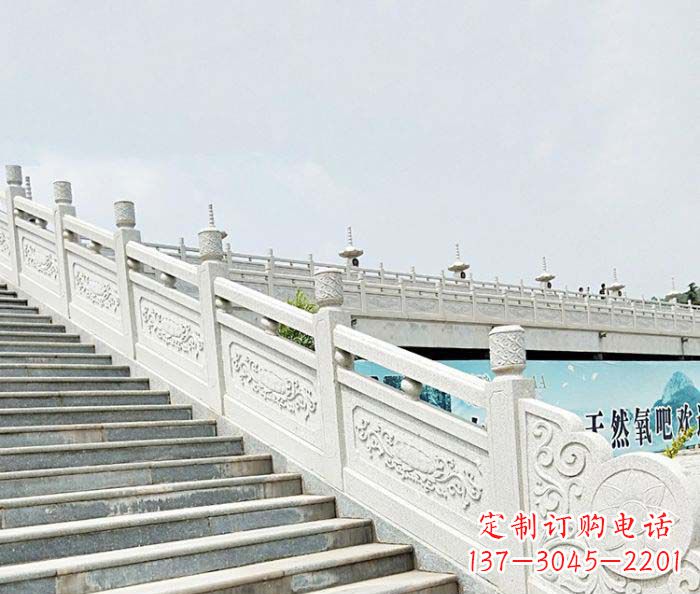 甘肃公园景观汉白玉石雕栏板 (2)