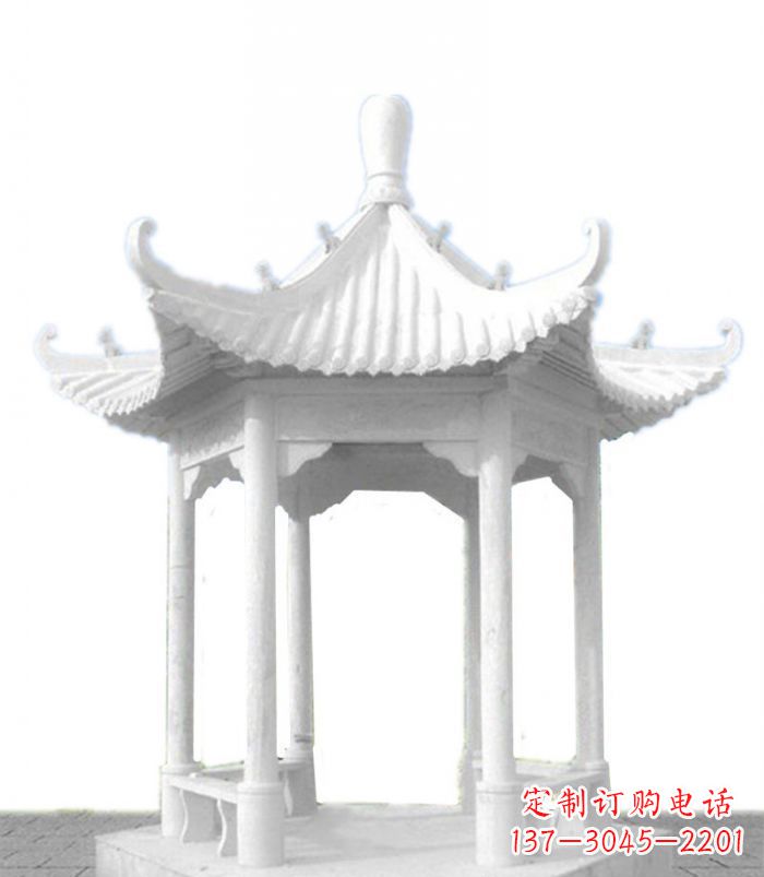 甘肃公园景观汉白玉石雕凉亭 (2)