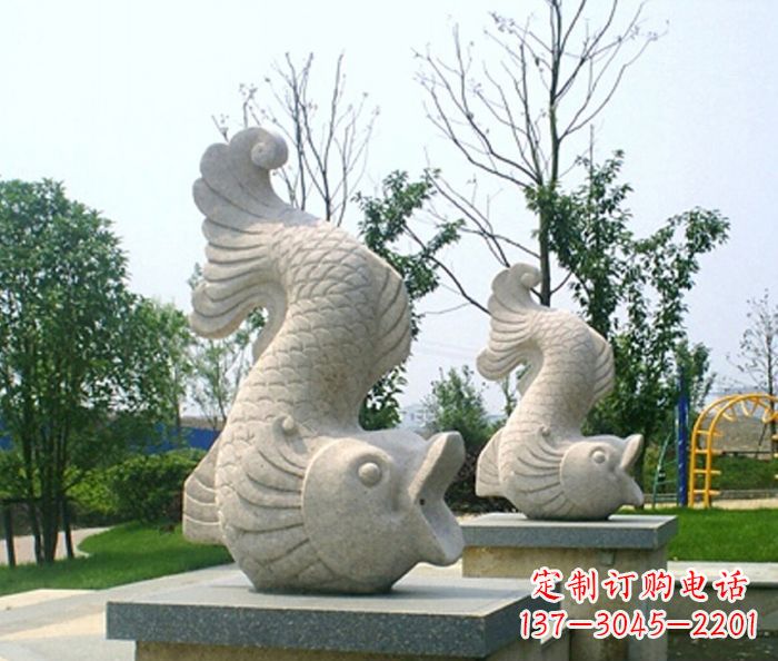 甘肃公园景观鲤鱼喷泉石雕