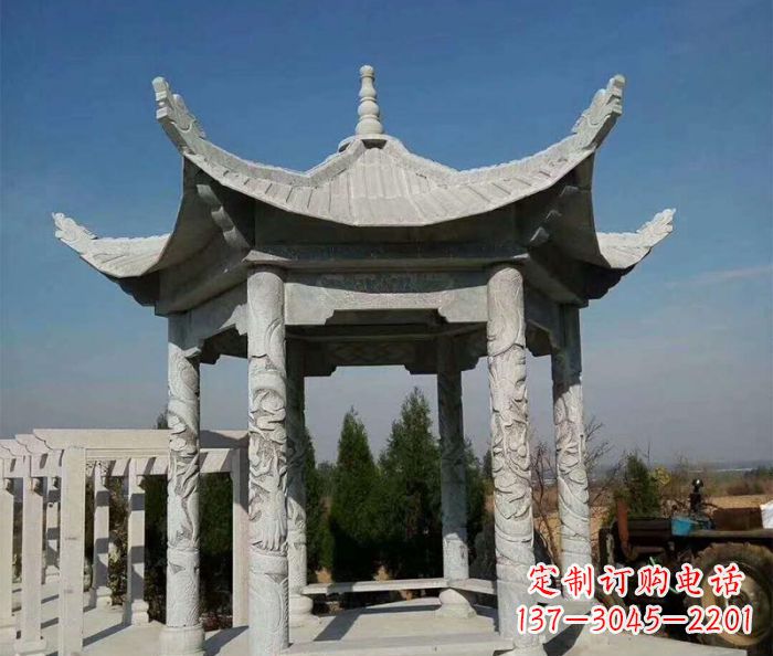 甘肃六角凉亭石雕精美雕塑