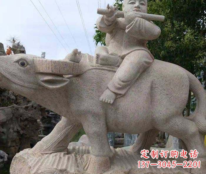 甘肃典雅优美的牧童石雕