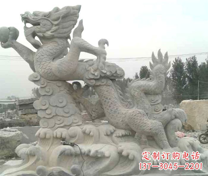 甘肃公园景观青龙出水石雕