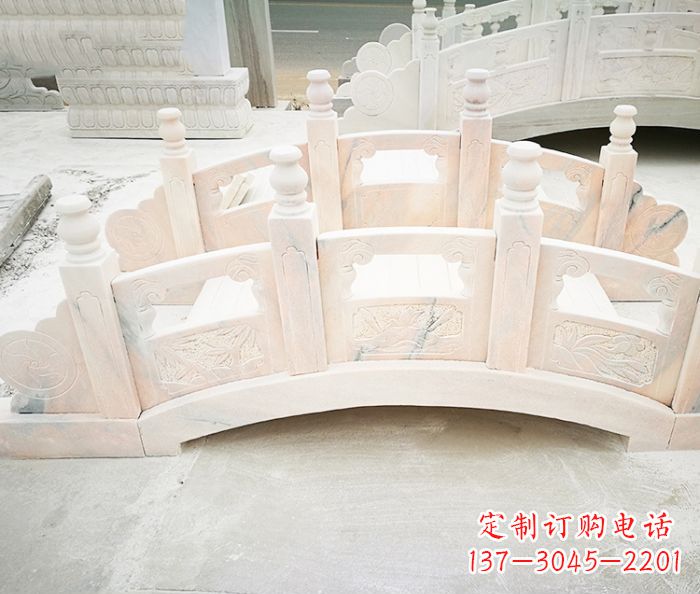 甘肃公园景观晚霞红石雕拱桥
