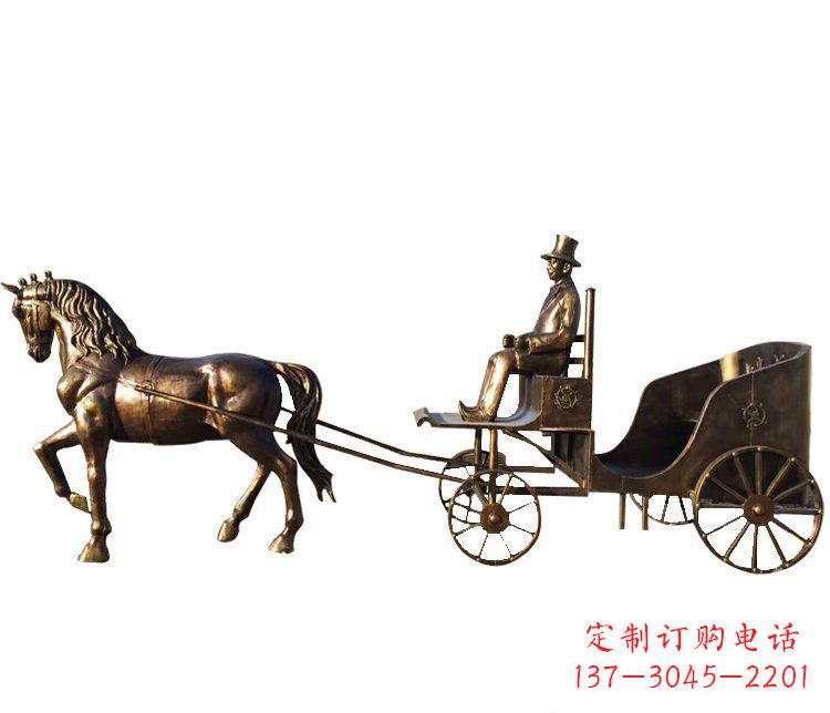 甘肃马车玻璃钢仿铜雕塑