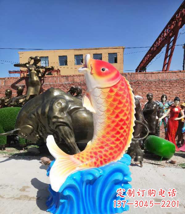 甘肃专业玻璃钢鲤鱼雕塑让自然美景一直持久