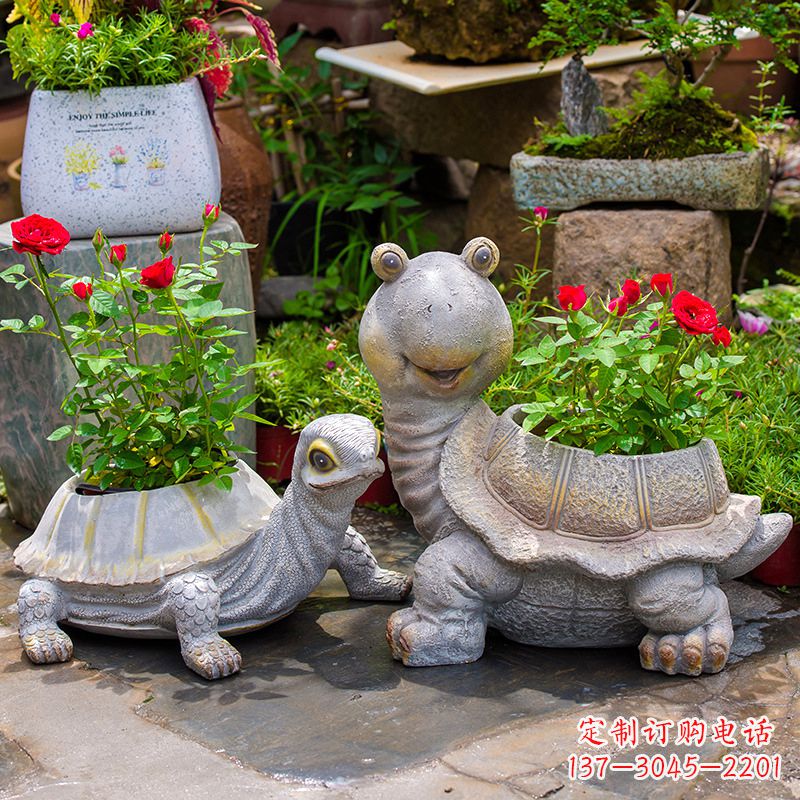 甘肃铸铁乌龟花盆雕塑