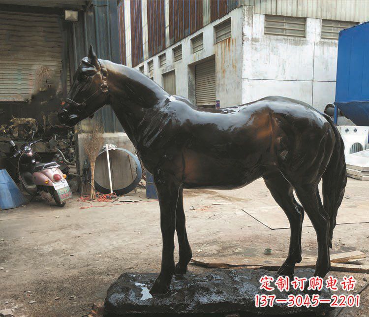 甘肃公园骏马动物玻璃钢仿铜摆件