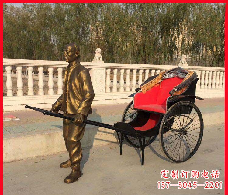 甘肃黄包车铜雕精湛工艺,体现传统文化