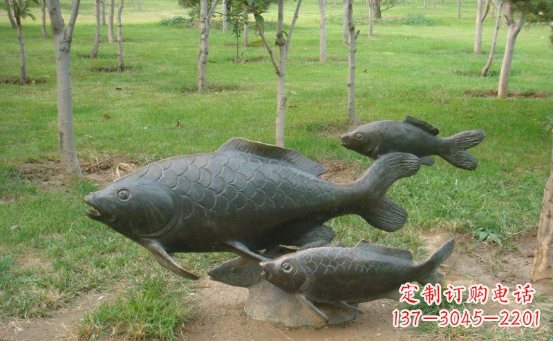 甘肃中领雕塑手工制作铜鲤鱼雕塑