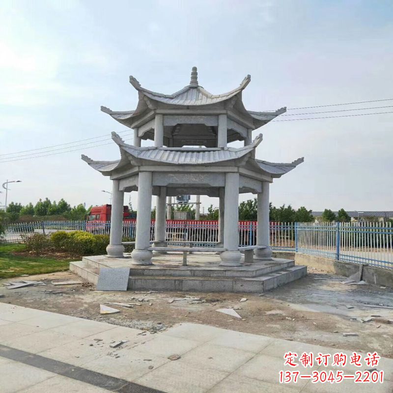 甘肃中领雕塑-精美双层凉亭石雕