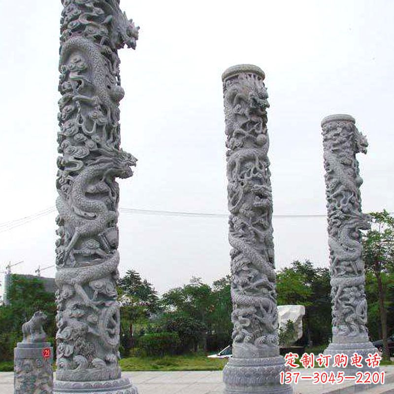 甘肃精美的公园景观龙柱雕塑