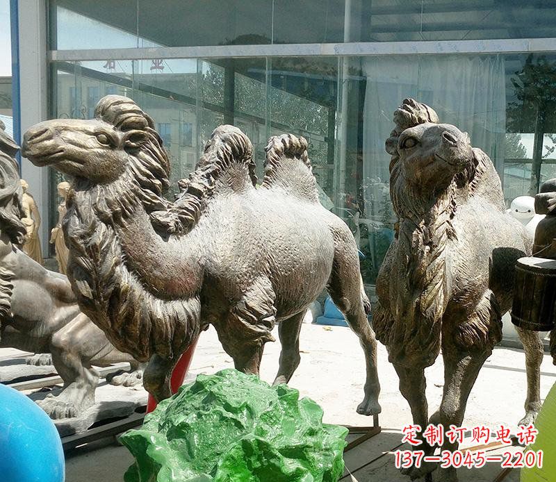 甘肃公园骆驼动物铜雕 (2)