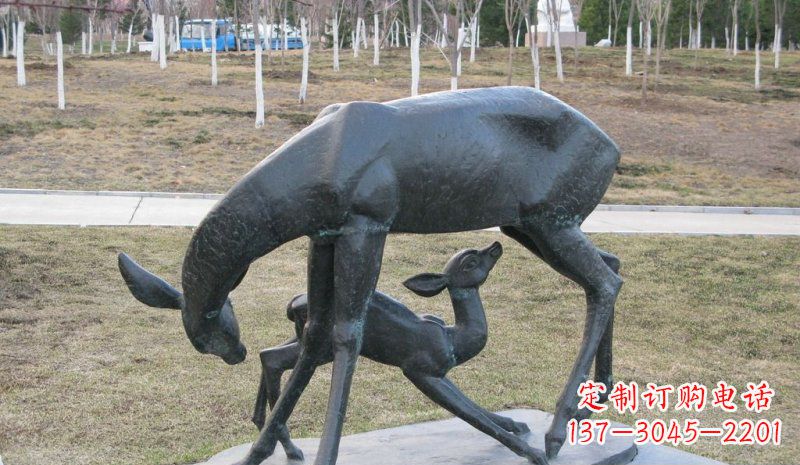 甘肃高档铜雕动物母子鹿