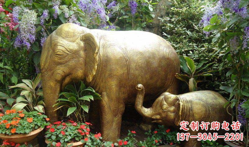 甘肃铜雕母子象艺术雕塑