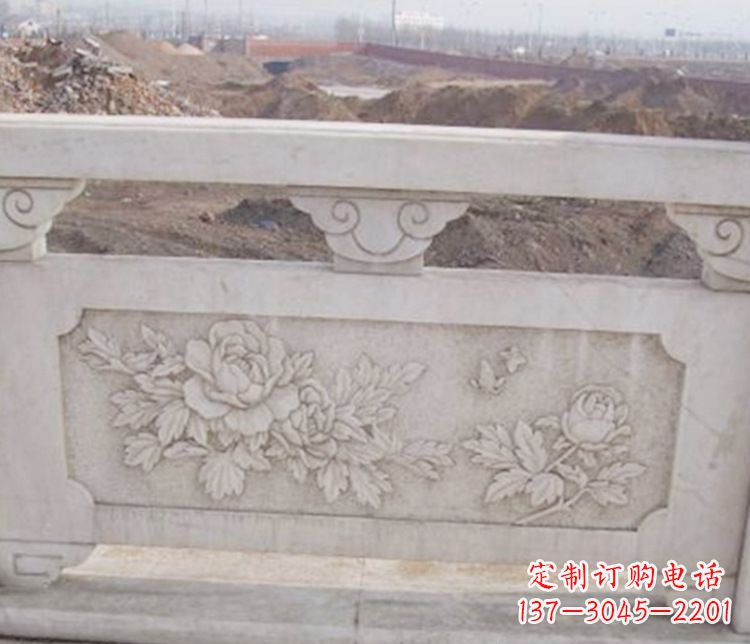 甘肃牡丹花浮雕石栏板景观雕塑