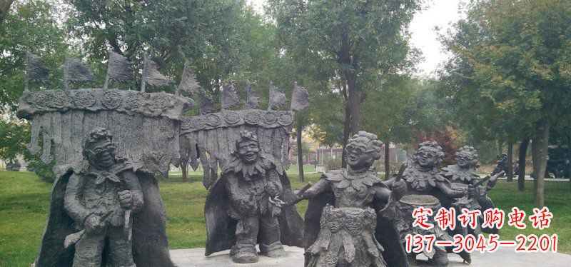 甘肃领雕塑扭秧歌老人铜雕