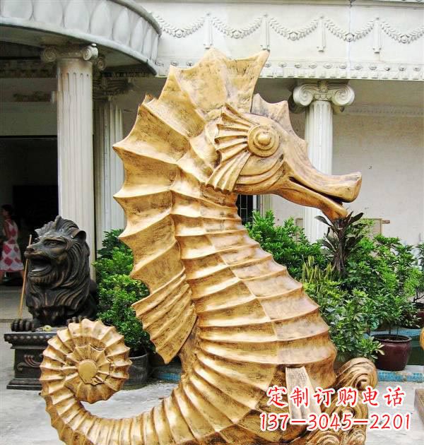 甘肃公园喷水海马铜雕