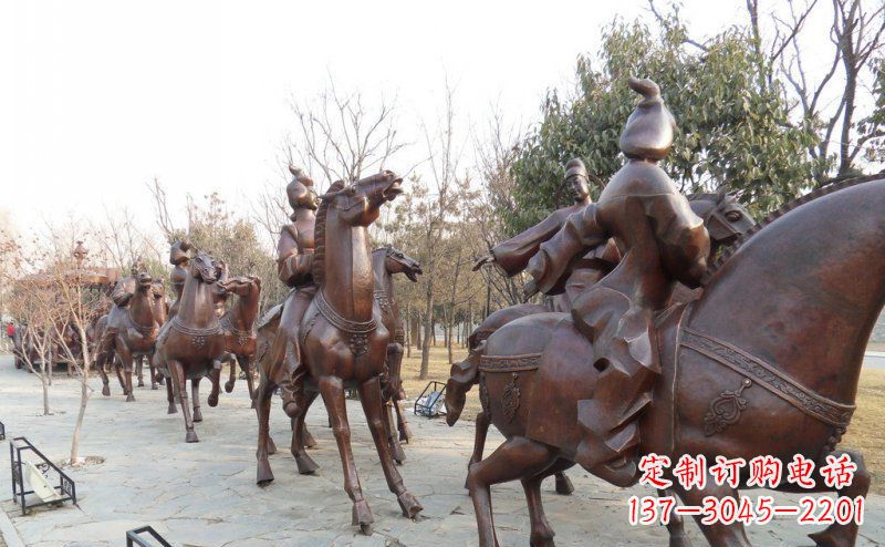 甘肃蓬勃向上的骑马雕塑