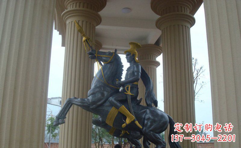 甘肃公园骑马的罗马士兵人物铜雕