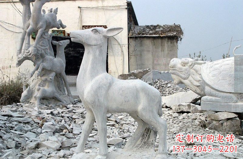 甘肃青石仿古小鹿雕塑,精美优雅