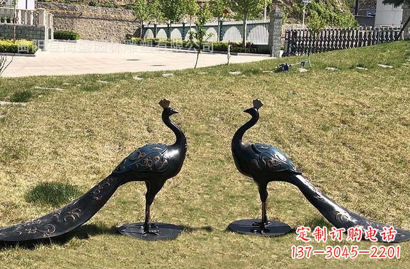 甘肃公园青铜孔雀雕塑