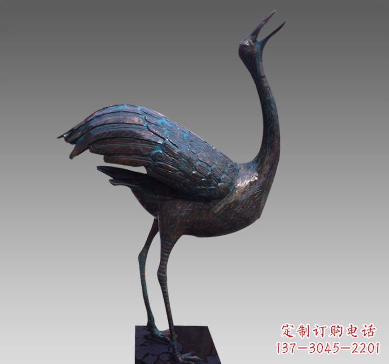 甘肃公园青铜仙鹤雕塑