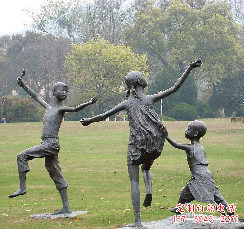 甘肃公园人物放风筝的儿童铜雕