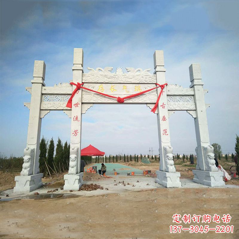 甘肃中领雕塑专业定制公园三间四柱牌坊雕塑
