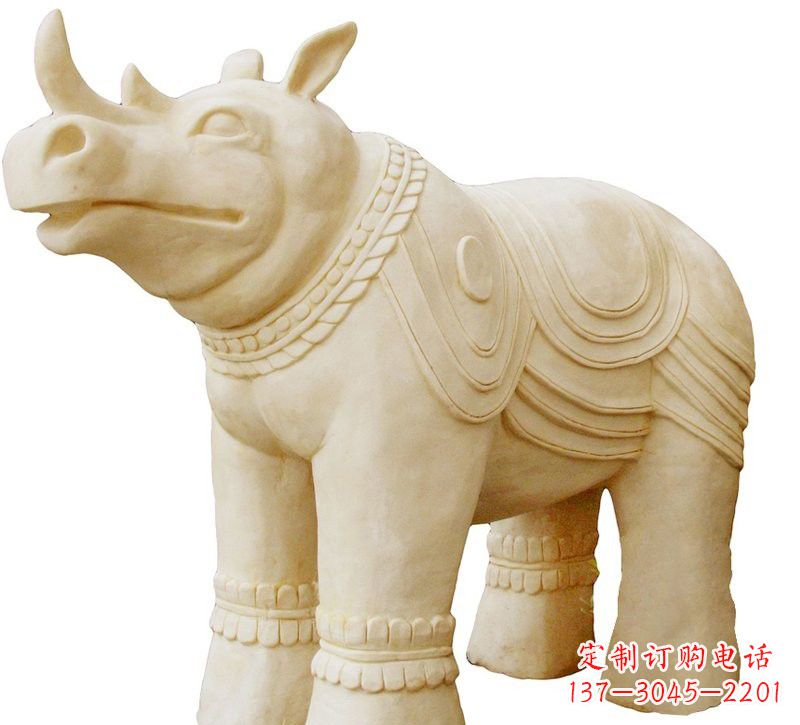 甘肃砂岩犀牛雕塑