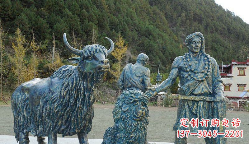 甘肃中领雕塑定制牦牛景观铜雕